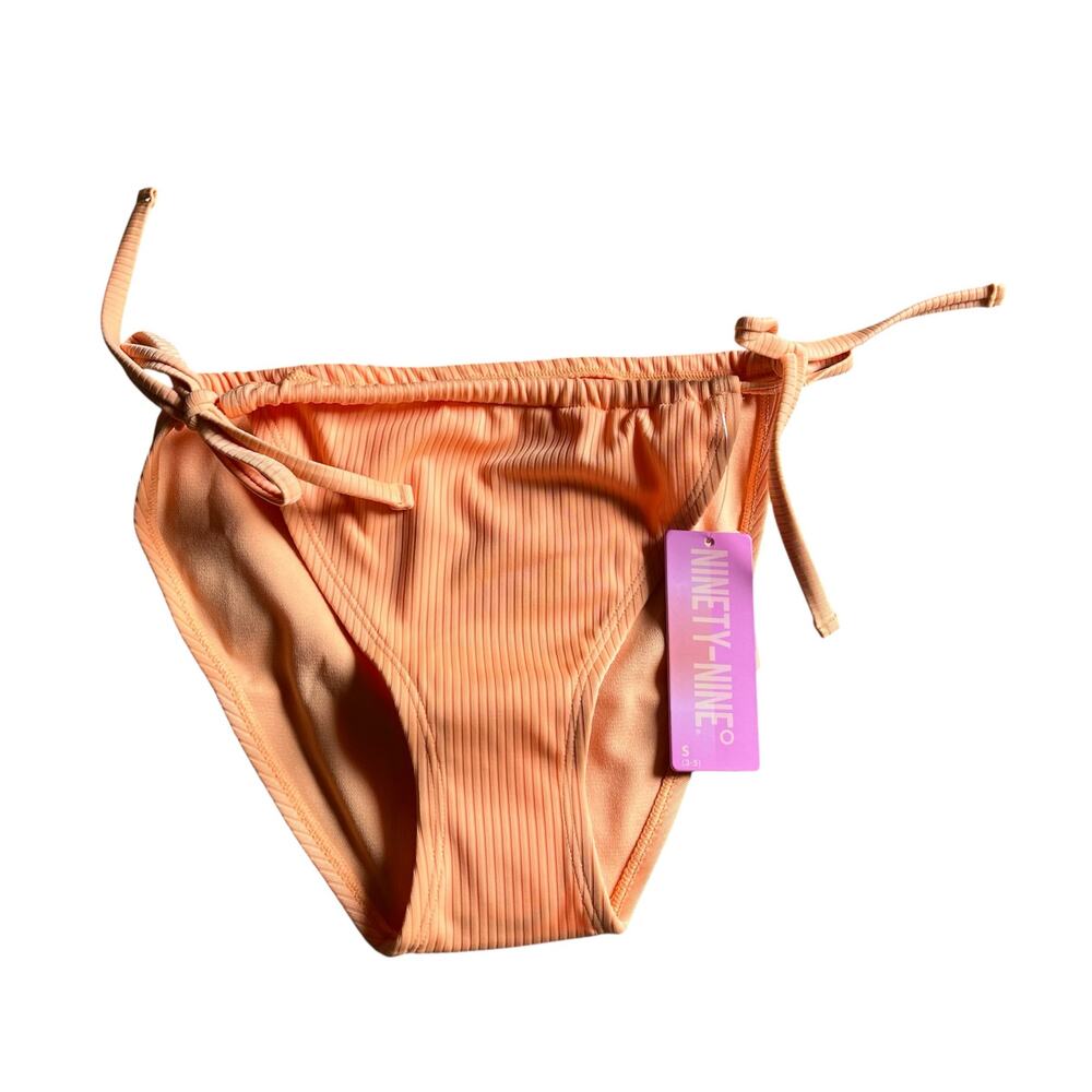 NWT! Juniors' Ninety-Nine° Tunnel Side-Tie Orange Bikini Bottoms Size Small